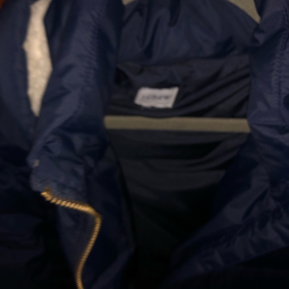 J Crew Navy blue puffer coat with Sherpa hood.  Size XXL (16/18). - Picture 4 of 4